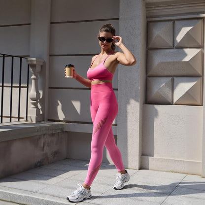 SHAFITS Christmas Holiday Gift Xmas Women'S Gradient Yoga Set – Viral Matching Workout Outfit, Crisscross Padded Sports Bra & High-Waisted Mesh Leggings with Tummy Control,All-Day Wear